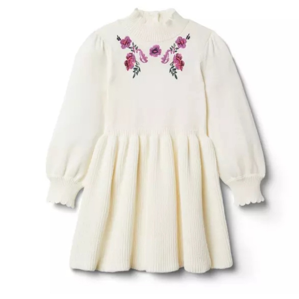 Janie and Jack floral embroidered sweater dress size 10